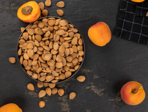Some shelled Apricot Kernels as detailed close up shot (selective focus) Some shelled Apricot Kernels as detailed close up shot (selective focus)